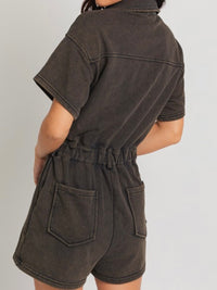 Washed Brown Terry Romper