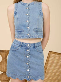 Scallop Denim Vest – Light Wash