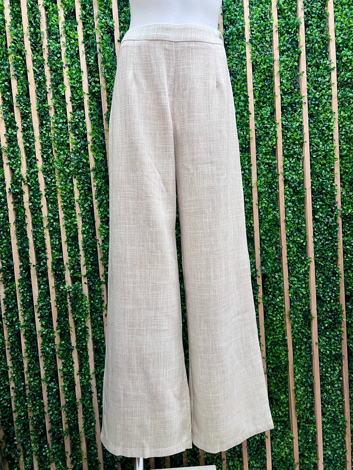 Mocha Pom-Pom Wide-Leg Pants