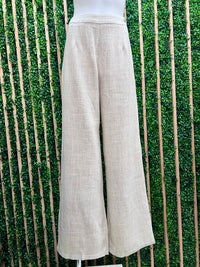 Mocha Pom-Pom Wide-Leg Pants