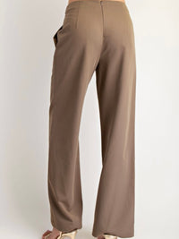 Mocha Front Trim Ruched Woven Pants