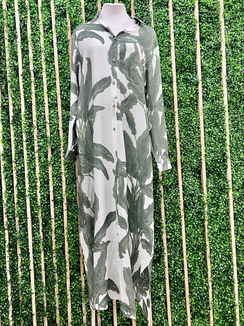 Palms Blouse Midi Dress