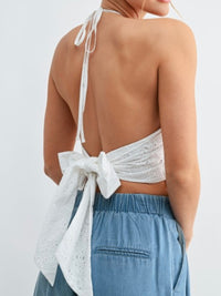 White Eyelet Halter Top