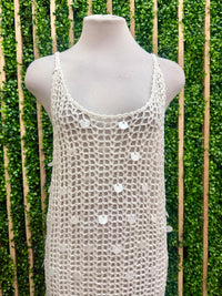 White Sequin Crochet Dress