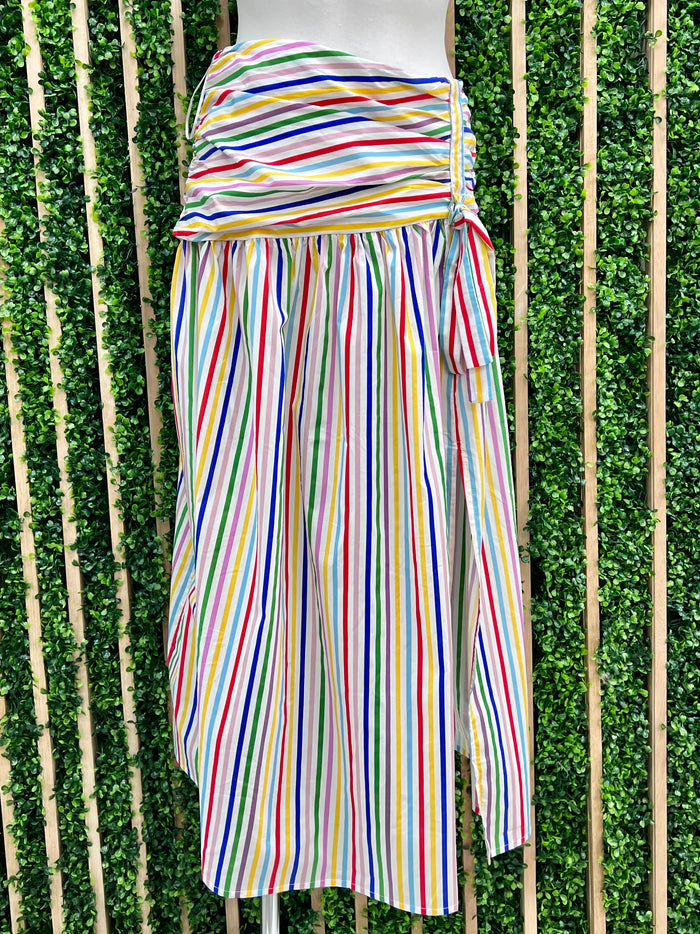 Beautiful Multi Striped Midi Skirt