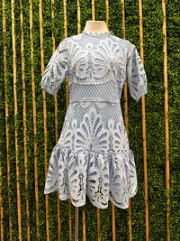 Beautiful Fitted Drop Waist Lace Short Dress