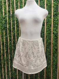 Silver Embroidery Linen Skort