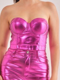 Metallic Finish Bustier Top