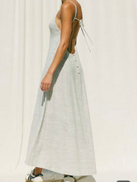 Natural Linen Striped maxi Dress