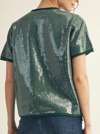 Tiny Sequins Covered Short Sleeve Top
