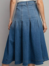 Denim Flared Midi Skirt