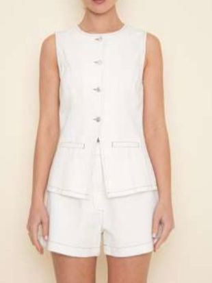 Ivory Tailored Button-Front Sleeveless Vest Top