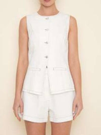 Ivory Tailored Button-Front Sleeveless Vest Top