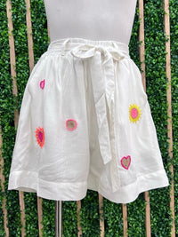 Tropical Embroidered Blouse Pant Set