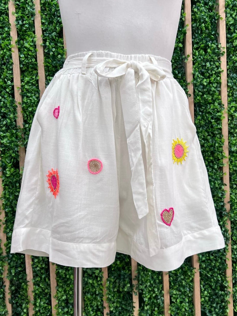 Tropical Embroidered Blouse Pant Set