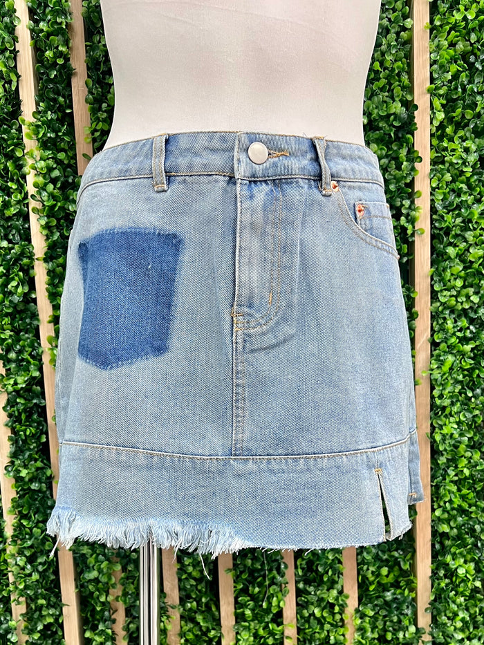 Contrast Pocket Detail Denim Short Skirt