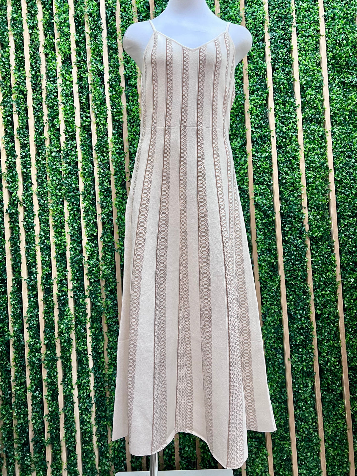 Cream Nude Lurex Midi Dress