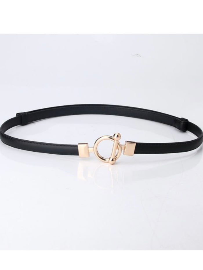 Geometric Round Metal Buckle THin Belt
