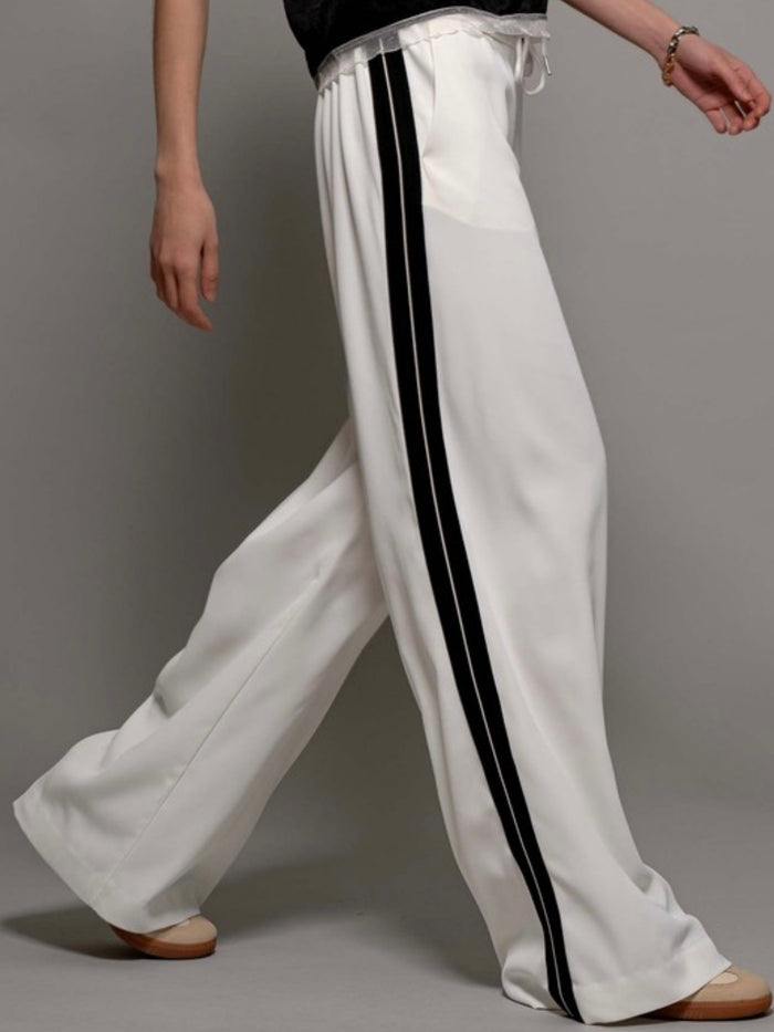 Black Stripe Ivory Trousers