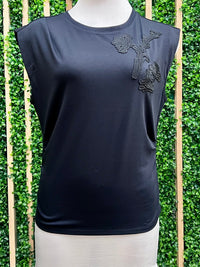 Floral Embroidered Lace Cap Sleeveless Top