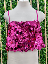 Sequin Square Neck Crop Top