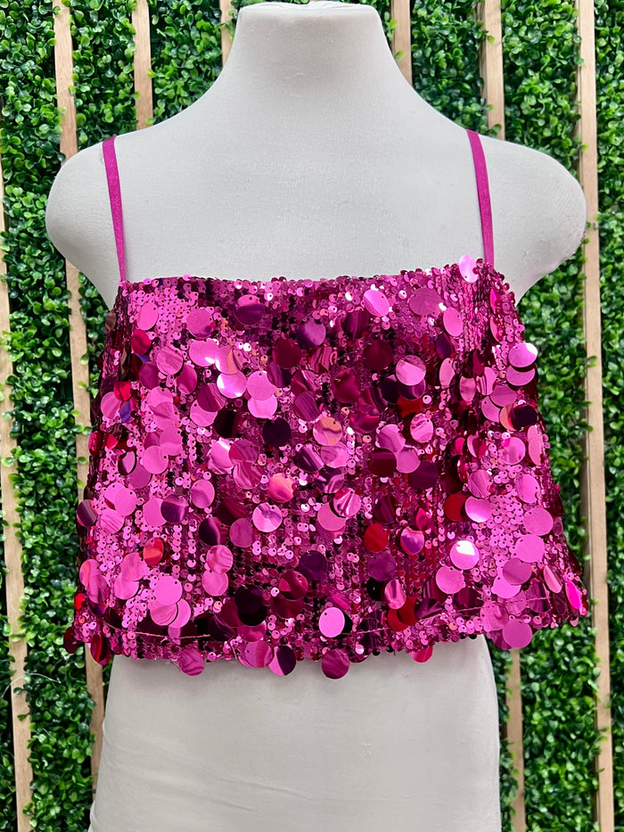 Sequin Square Neck Crop Top