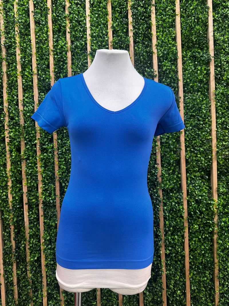 V Neck Short Sleeve Long Basic Top