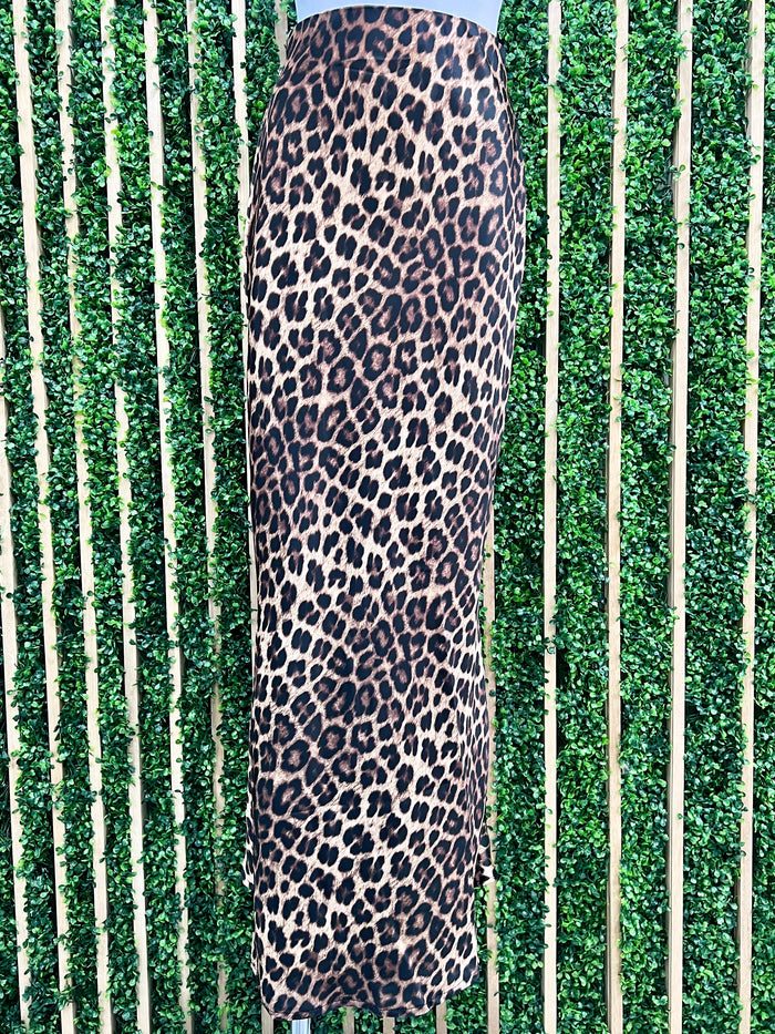 Leopard Satin Skirt