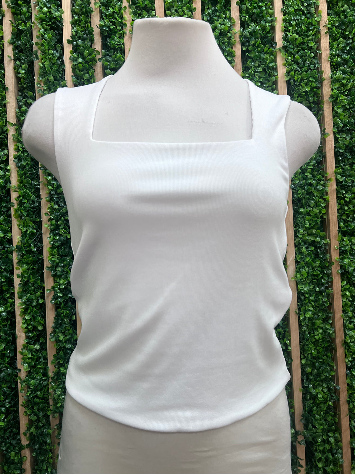 Essential Ribbed Double Layer Square Neck Basic Top