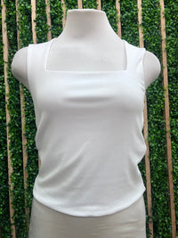 Essential Ribbed Double Layer Square Neck Basic Top