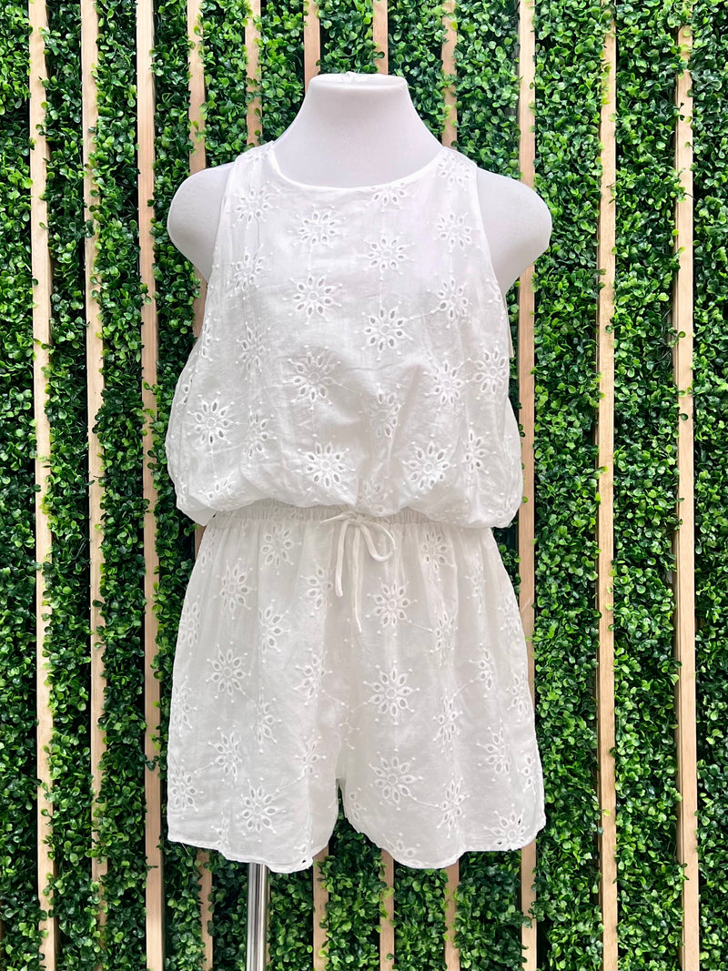 White Eyelet Short Set