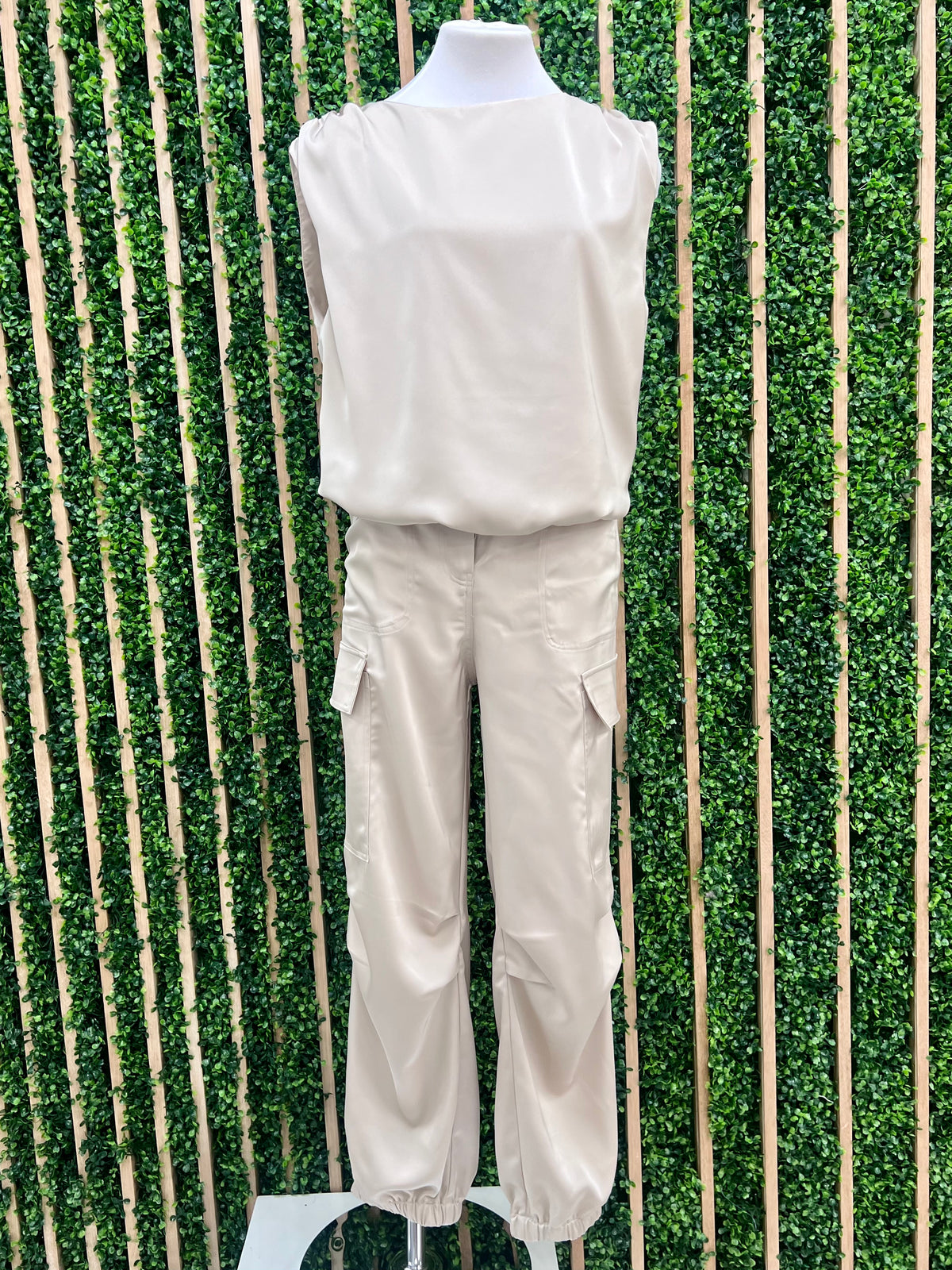 Satin Shirred Shoulder Bubble Top