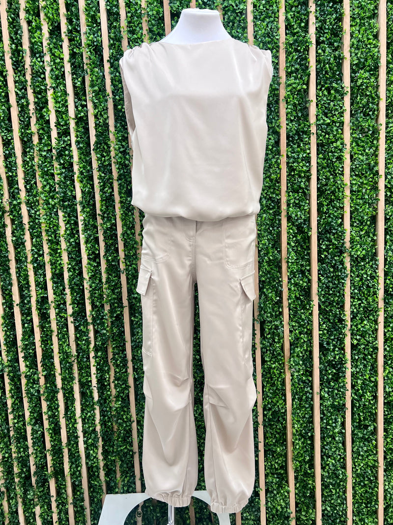 Satin Shirred Shoulder Bubble Top