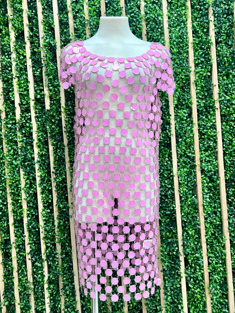 Pink Chain Disc Dress