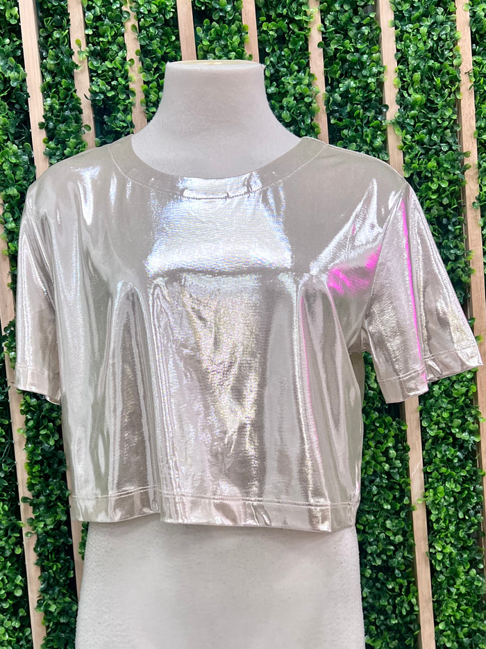 Metallic Cream Short Top