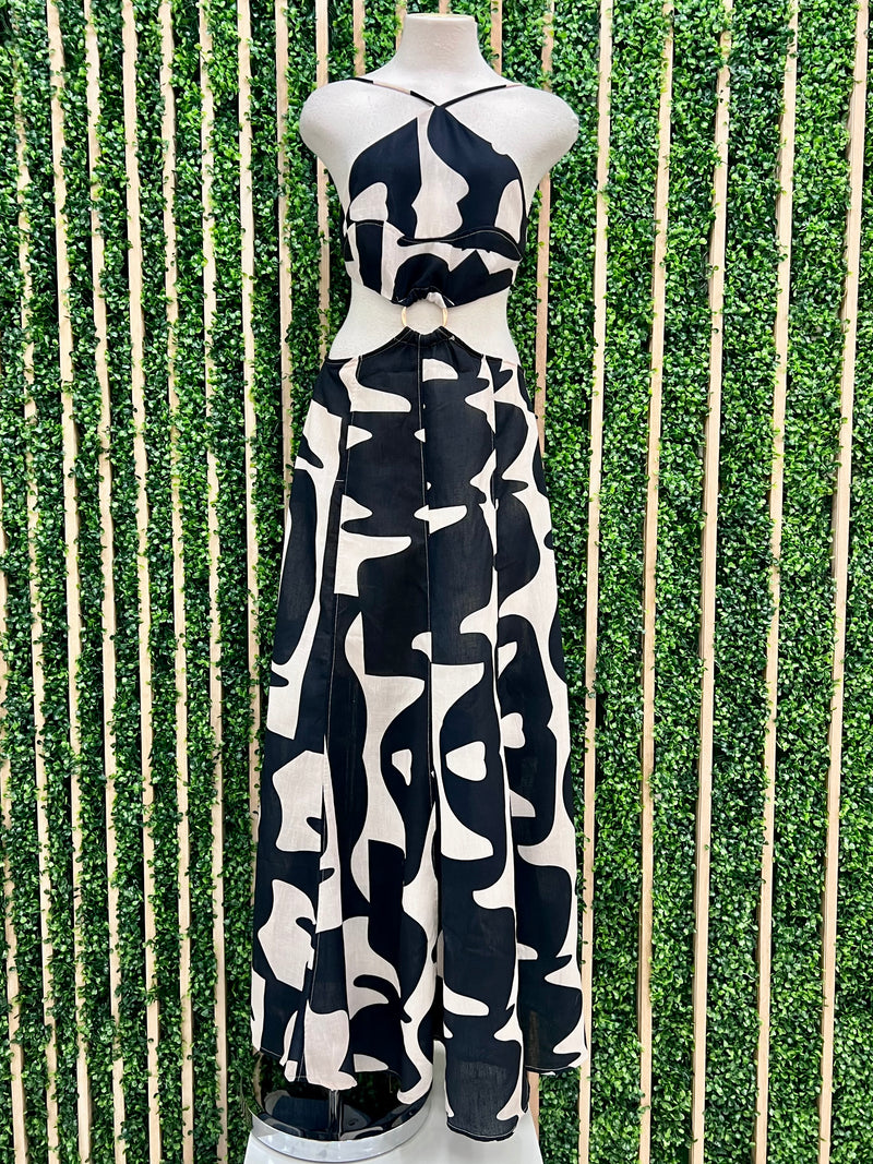 black and white linen maxi dress Classic Linen Black White Maxi Dress