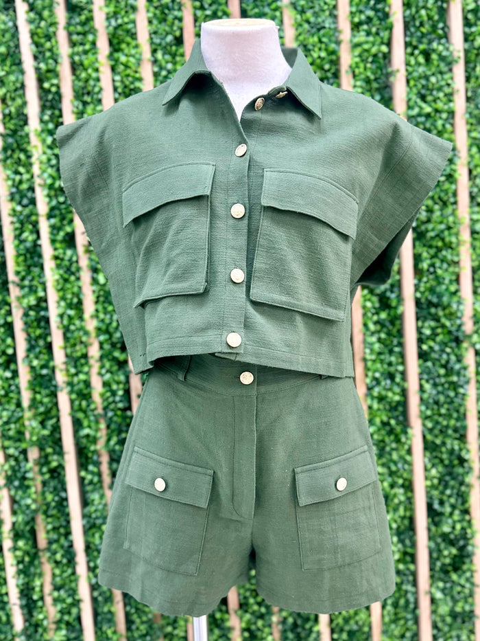 Delicate Olive Short Pant Set