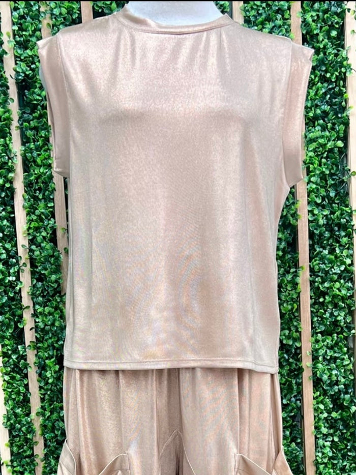 Gold Metallic Sleeveless Top