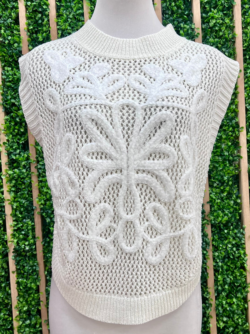 Ivory Embossed Knit Top