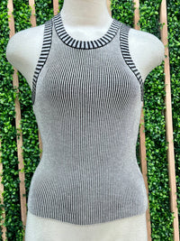 Contrast Rib Knit Top