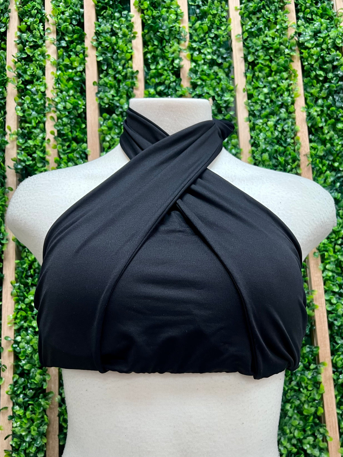 Black Halter Wrap Top