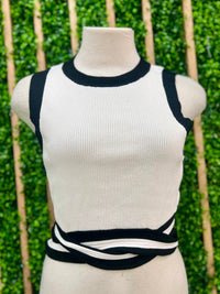 Off White Black Trim Knit Top