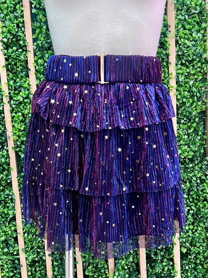 Blue Pink Starry Short Skirt