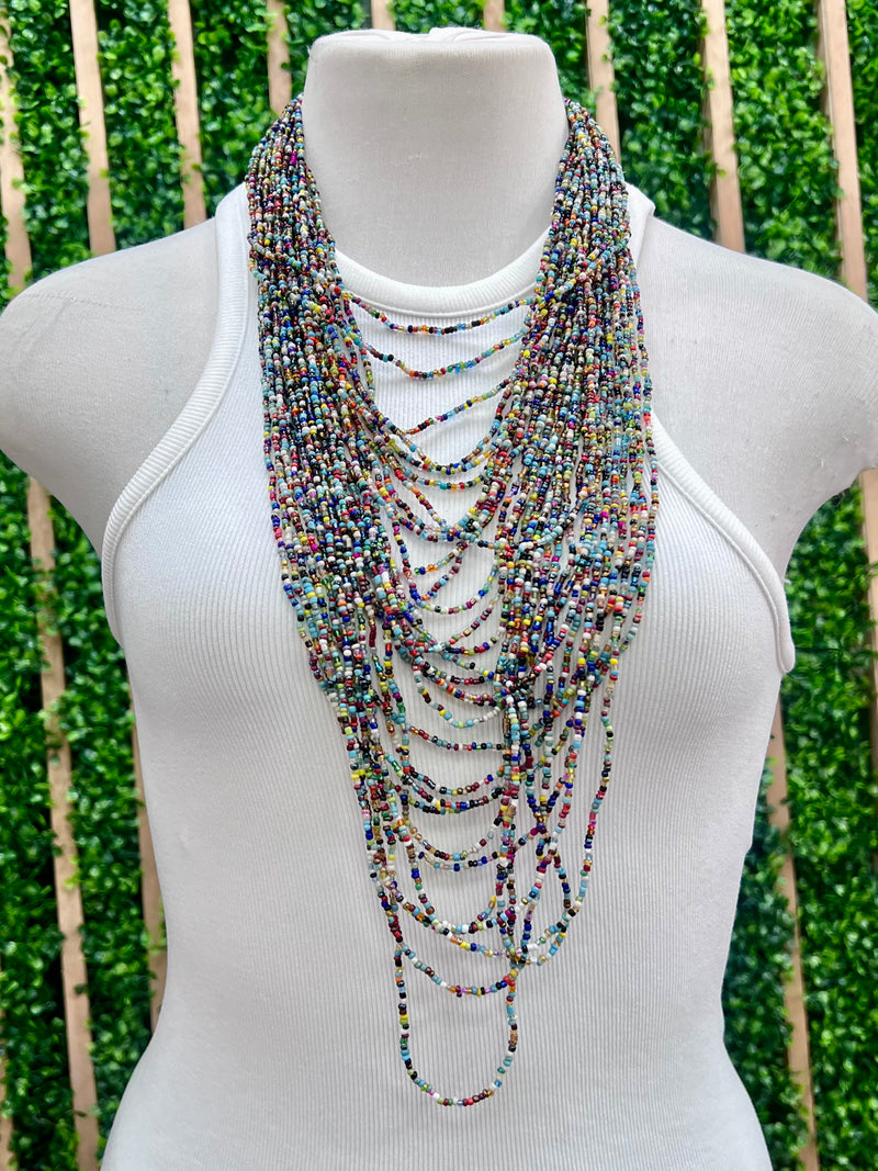 Multi Beads Long Necklace