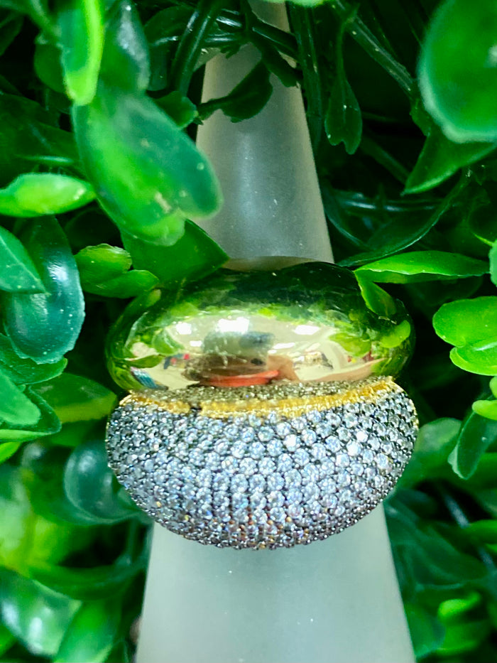 Onyx Crystal Detail Glam Ring