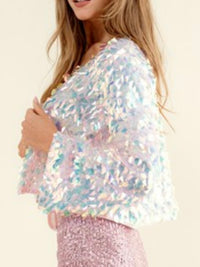 Iridescent Sequin Open Cardigan