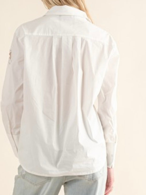 Crystal Detail Star Cutout Blouse