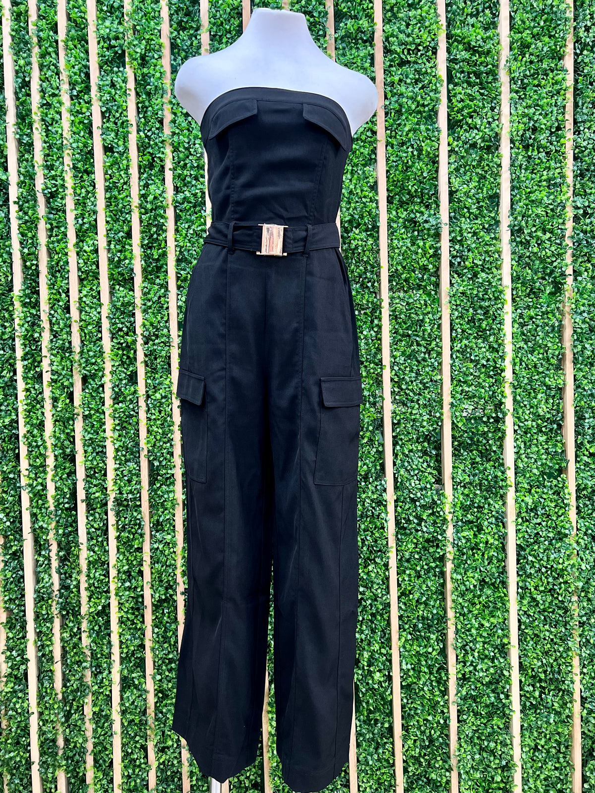 Pocket Detail Strapless Cargo Jumpsuit