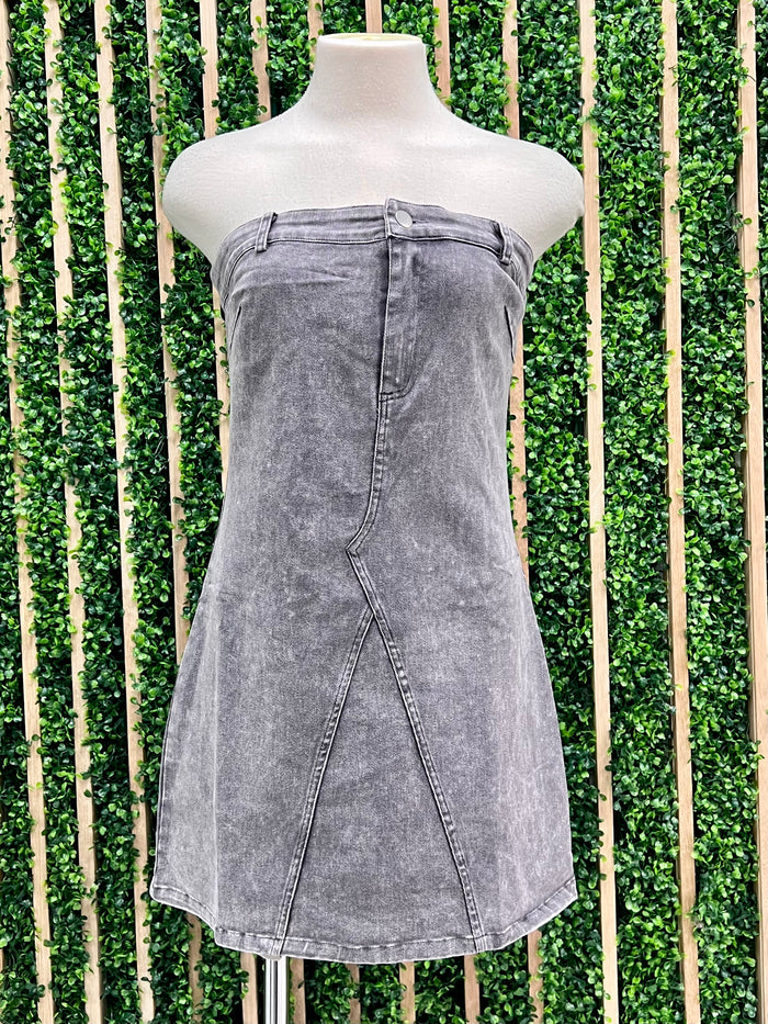 Charcoal Denim Tube Dress