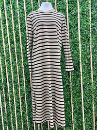 Stripe Long Sleeve Midi Dress